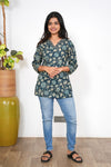 Indigo V neck cotton short kurti
