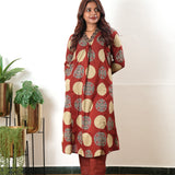 Brick red butta V neck cotton co-ords set
