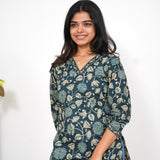 Indigo V neck cotton short kurti