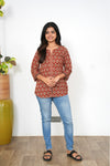 Rust brown cotton short kurti