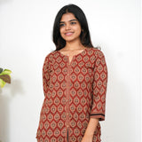 Rust brown cotton short kurti