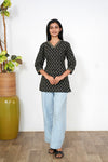 Black V neck cotton short kurti
