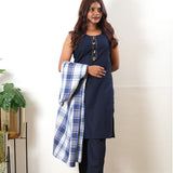 Blue checked linen co-ords set