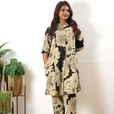 Black and beige cotton shirt co-ords set