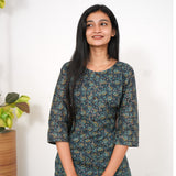 Sea blue cotton short kurti