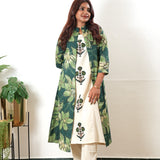 Green floral overcoat cotton co-ords set