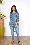 Indigo tie and dye cotton short kurti