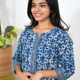 Indigo tie and dye cotton short kurti