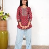 Crimson cotton short kurti