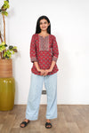 Crimson cotton short kurti