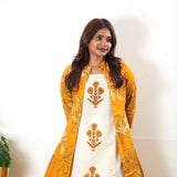 Mustard floral overcoat cotton co-ords set