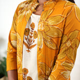 Mustard floral overcoat cotton co-ords set