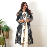 Black floral overcoat cotton co-ords set
