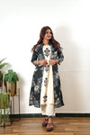Black floral overcoat cotton co-ords set