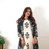 Black floral overcoat cotton co-ords set