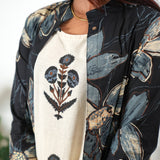 Black floral overcoat cotton co-ords set