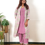 Pink floral overcoat cotton co-ords set