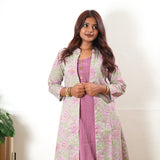 Pink floral overcoat cotton co-ords set