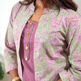 Pink floral overcoat cotton co-ords set