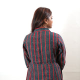 Red and blue muslin button down shirt dress