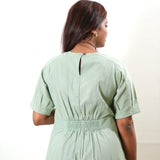 Pastel green linen midi dress