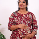 Maroon pintex maternity nursing wear
