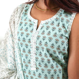 Powder blue butta cotton suit set