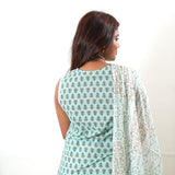 Powder blue butta cotton suit set