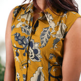 Turmeric cotton shirt dress(attached sleeves)