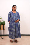 Indigo butta cotton maternity nursing wear