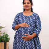 Indigo butta cotton maternity nursing wear