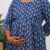 Indigo butta cotton maternity nursing wear
