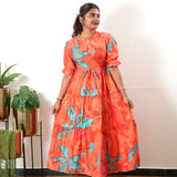 Tangerine cotton midi dress