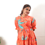 Tangerine cotton midi dress