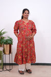 Red puff sleeve cotton maternity nursing wear