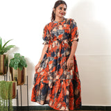Multicoloured cotton midi dress