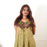 Khaki mul cotton midi dress