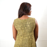 Khaki mul cotton midi dress