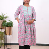 Sea green floral maternity nursing wear
