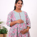 Sea green floral maternity nursing wear