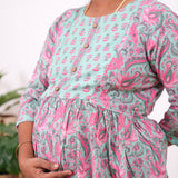 Sea green floral maternity nursing wear