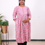 Baby pink floral maternity nursing wear