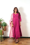 Rani pink mul cotton anarkali suit set