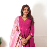 Rani pink mul cotton anarkali suit set