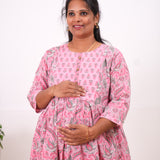 Baby pink floral maternity nursing wear