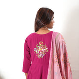 Rani pink mul cotton anarkali suit set