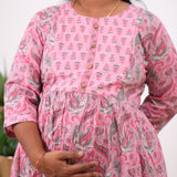 Baby pink floral maternity nursing wear