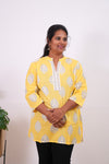 Lime yellow plus cotton short kurti