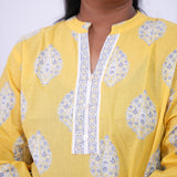 Lime yellow plus cotton short kurti