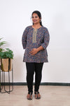 Indigo katha plus cotton short kurti
